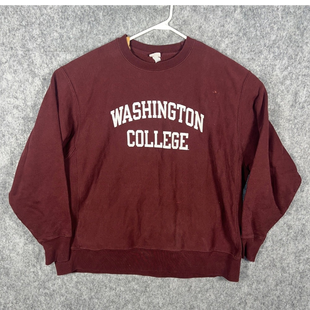 Washington College Vintage Champion Reverse Weave Sweatshirt Maroon 2XL Pullover
